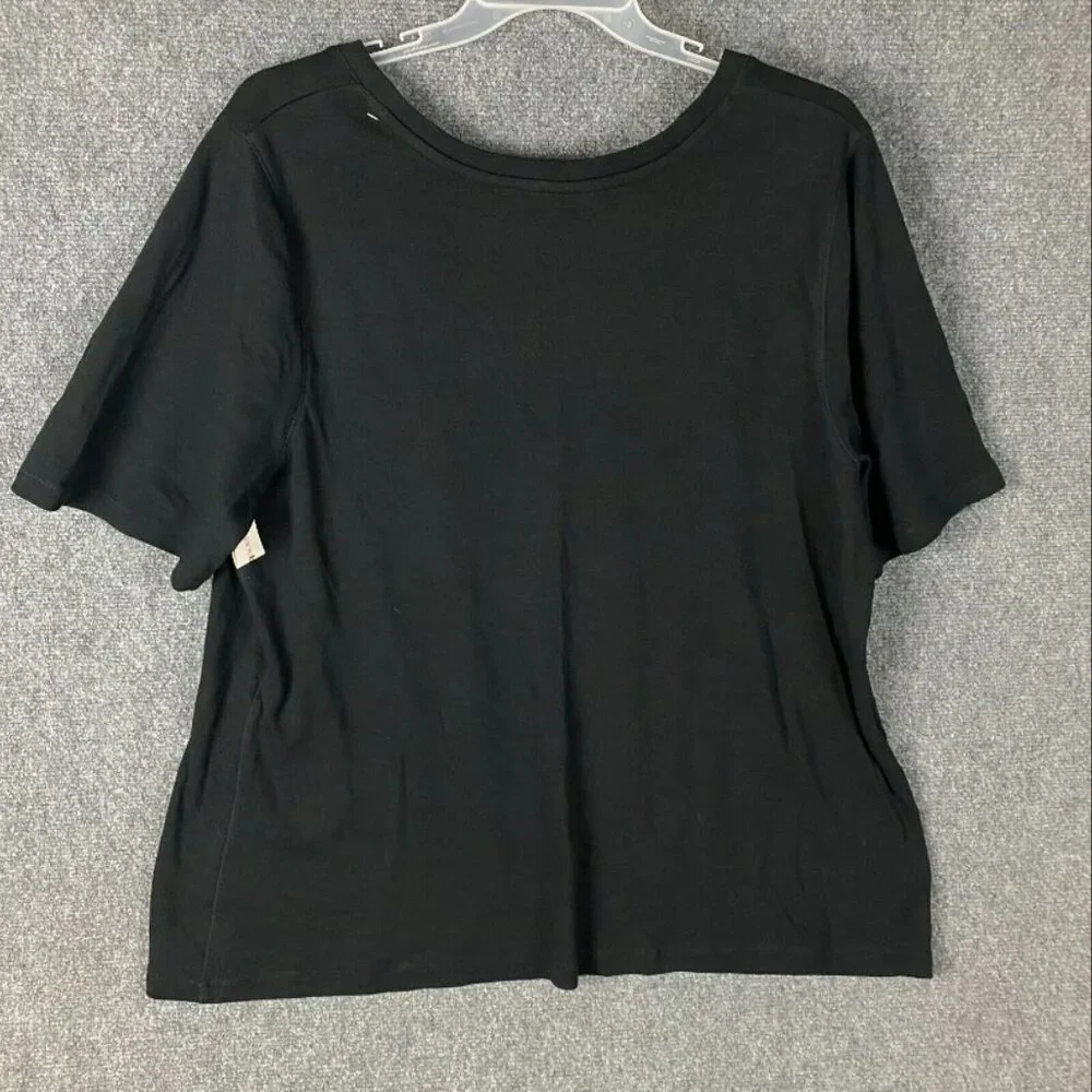 Lane Bryant Blouse Women's‎ 22/24 NWT Black Short Sleeve 100% Cotton Plus